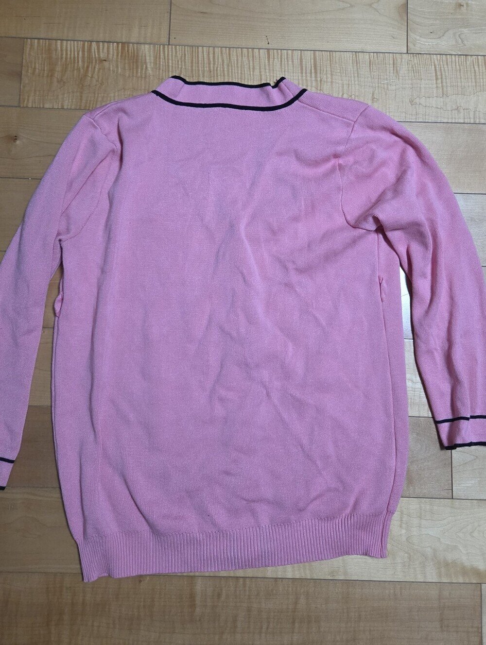 Vintage Inspired Pink Contrast Trim Gold Button Cardigan Sweater Preppy Chic M - Picture 5 of 5